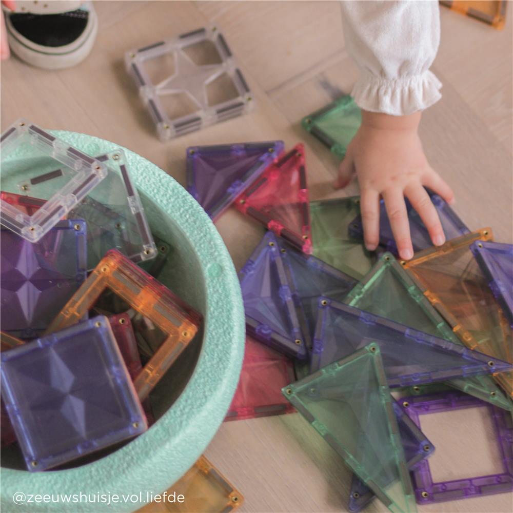 Cleverclixx Großer Kreativ-Bausatz in Pastellfarben 125 Teile, Magnetfliesen, Magnetspielzeug