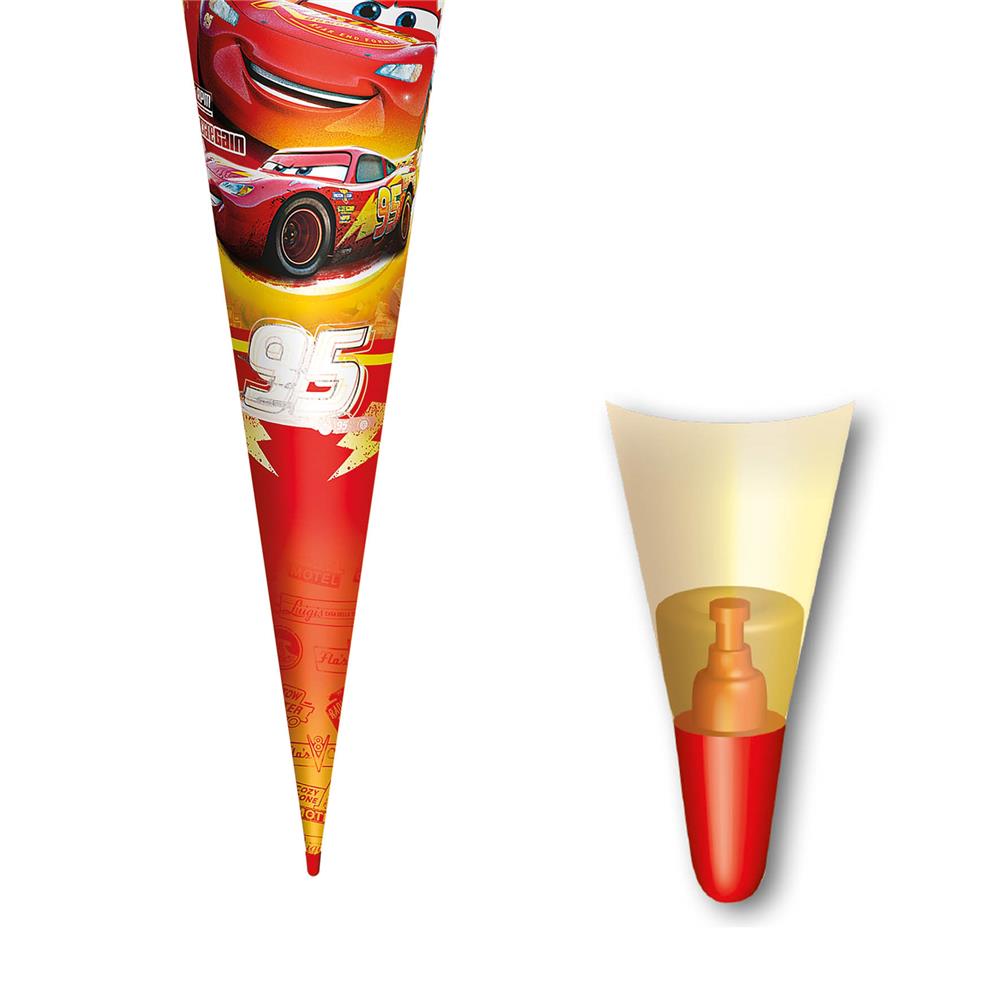 Roth Schultüte Disney Cars mit Folieneffekt, 70cm, rund, mit Rot(h)-Spitze und rotem Filzverschluss