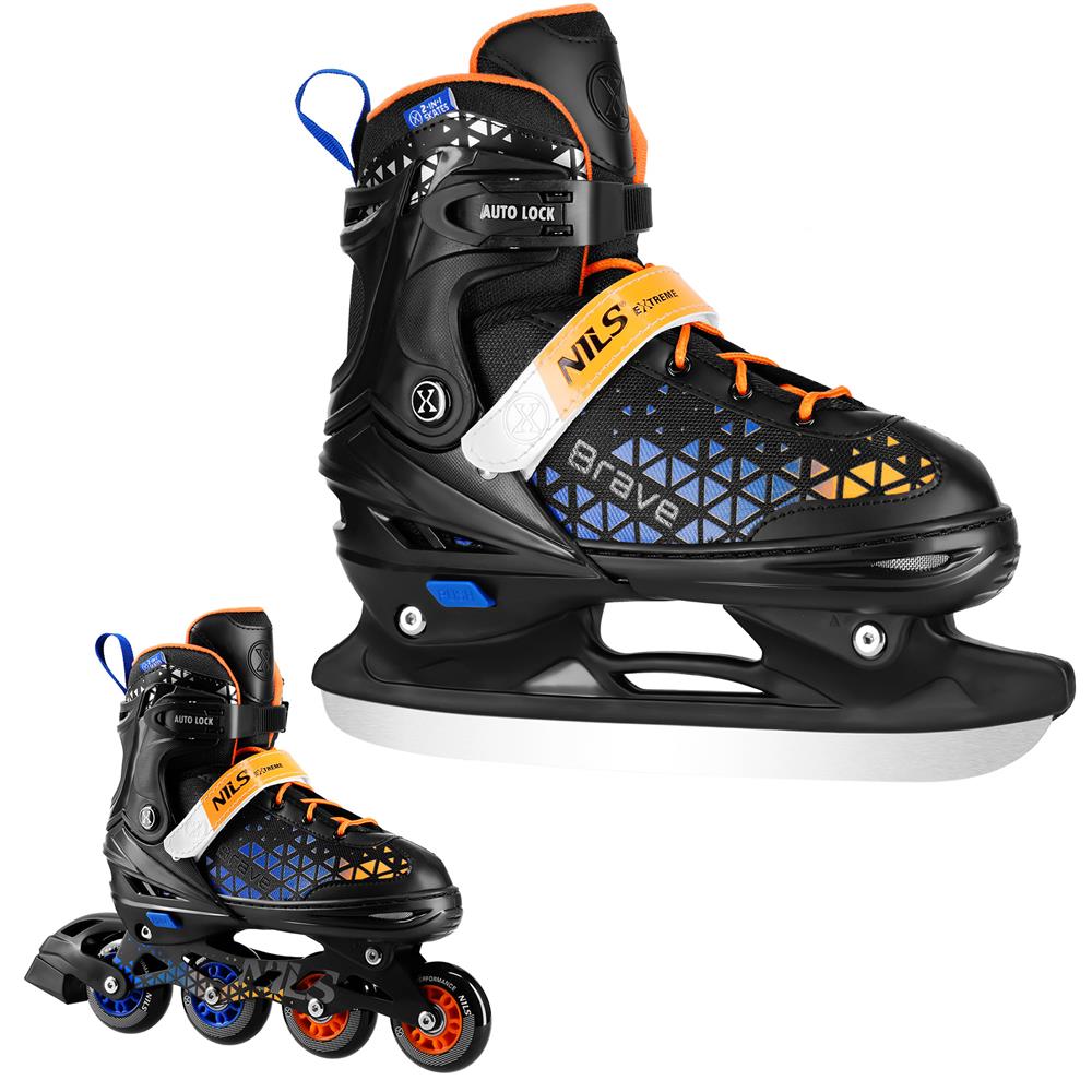 NILS EXTREME NH18190A BRAVE 2in1 Inliner Schlittschuhe Gr. 39-43, Blau, verstellbar
