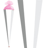 Roth Schultüte-Rohling/Basteltüte, weiß, 85cm, eckig, Rot(h)-Spitze, mit Tüllverschluss (pink)