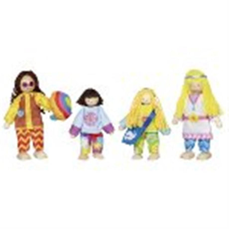 goki Biegepuppen Familie Love & Harmony – Holzspielzeug mit flexiblen Gliedmaßen, für Kinder ab 3 Jahren