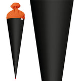 Roth Schultüte-Rohling/Basteltüte, schwarz, 70cm, rund, Rot(h)-Spitze, mit Filzverschluss (orange)