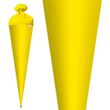 Roth Schultüte-Rohling/Basteltüte, gelb, 70cm, rund, Rot(h)-Spitze, mit Filzverschluss