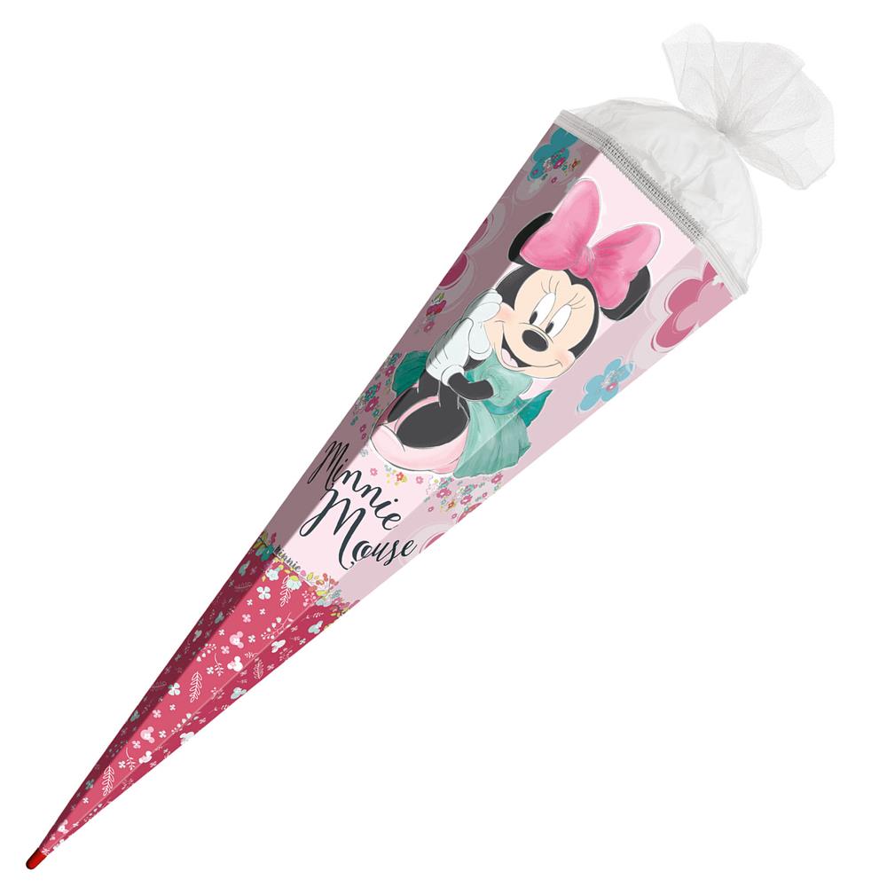 Roth Schultüte Disney Minnie Maus, 85cm, eckig, mit Rot(h)-Spitze und weißem Tüllverschluss