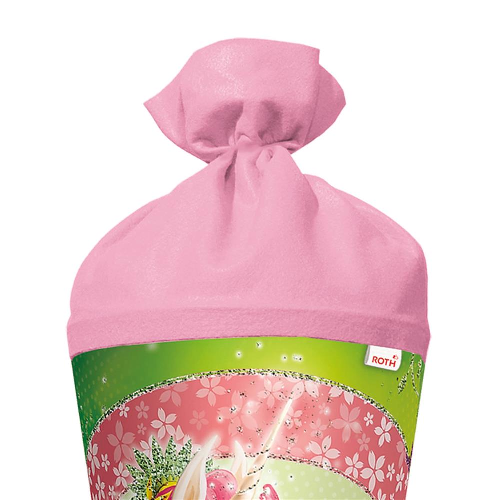 Roth Schultüte Einhornglück mit Glittereffekt, 70cm, rund, mit Rot(h)-Spitze und rosafarbigem Filz