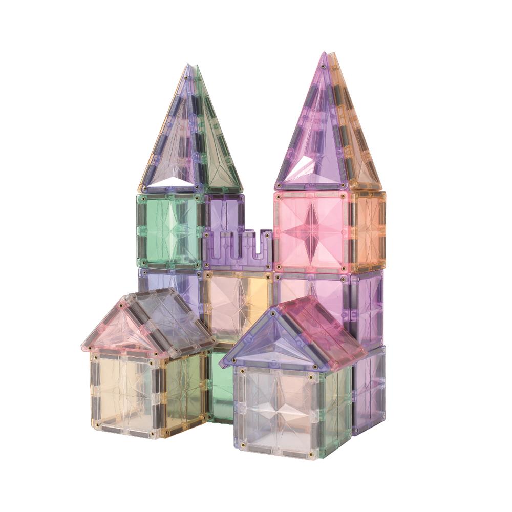 Cleverclixx Großer Kreativ-Bausatz in Pastellfarben 125 Teile, Magnetfliesen, Magnetspielzeug