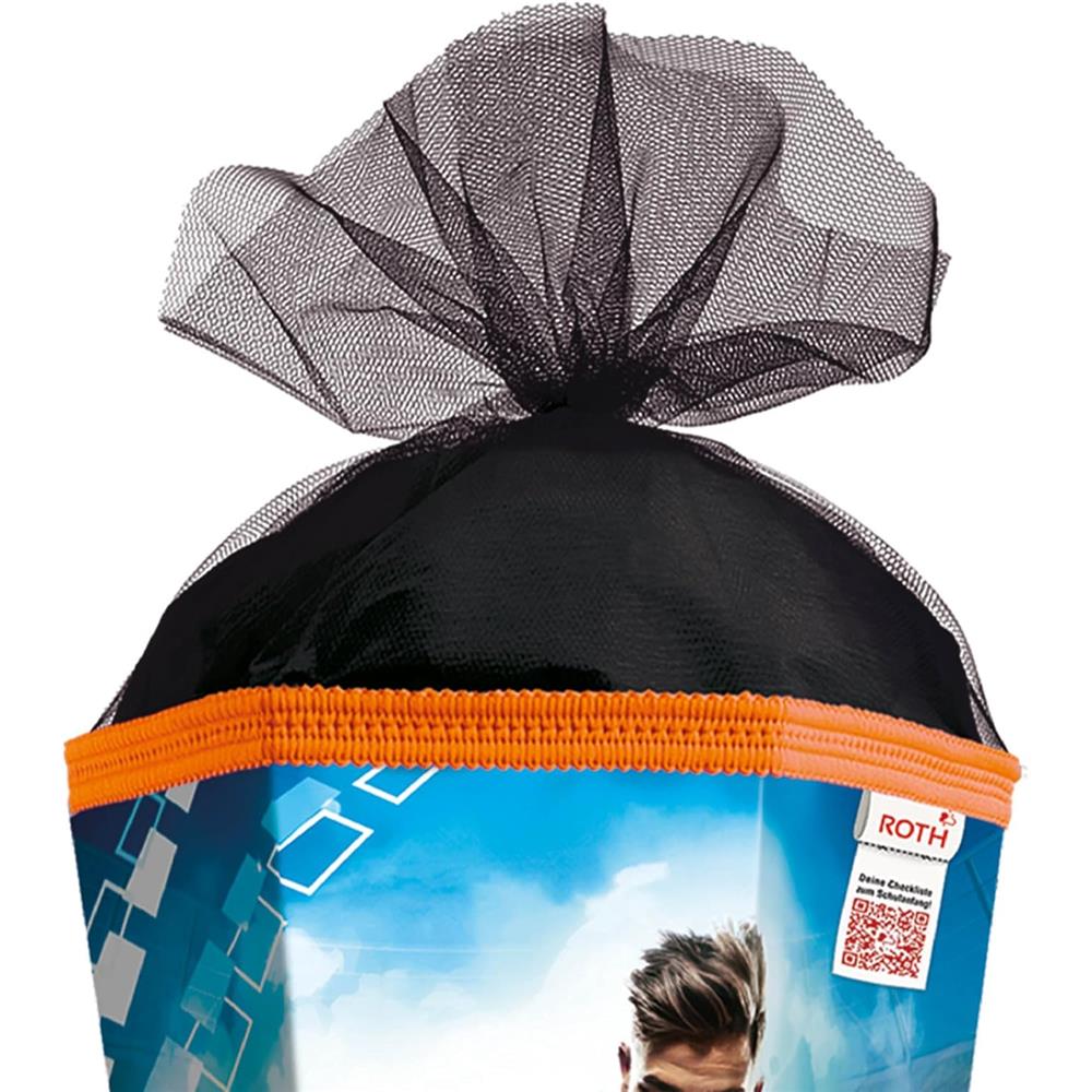 Roth Schultüte Fußballer/Soccer, 85cm, eckig, Rot(h)-Spitze, Tüllverschluss, mit Sound