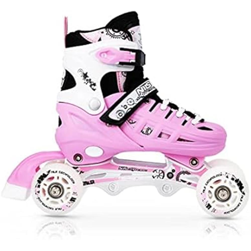 NILS EXTREME NH10905 4in1 Inliner Schlittschuhe Rollschuhe Gr. 31-34, Rosa, verstellbar