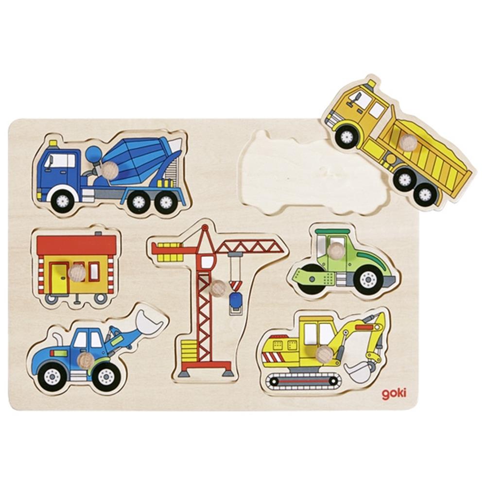 Goki Steckpuzzle Baufahrzeuge