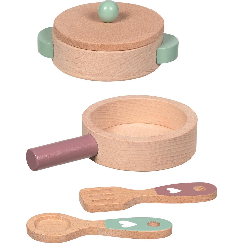 goki Kochset Küchenliebe – Holzspielzeug 5-teilig, für Kinder ab 2 Jahren
