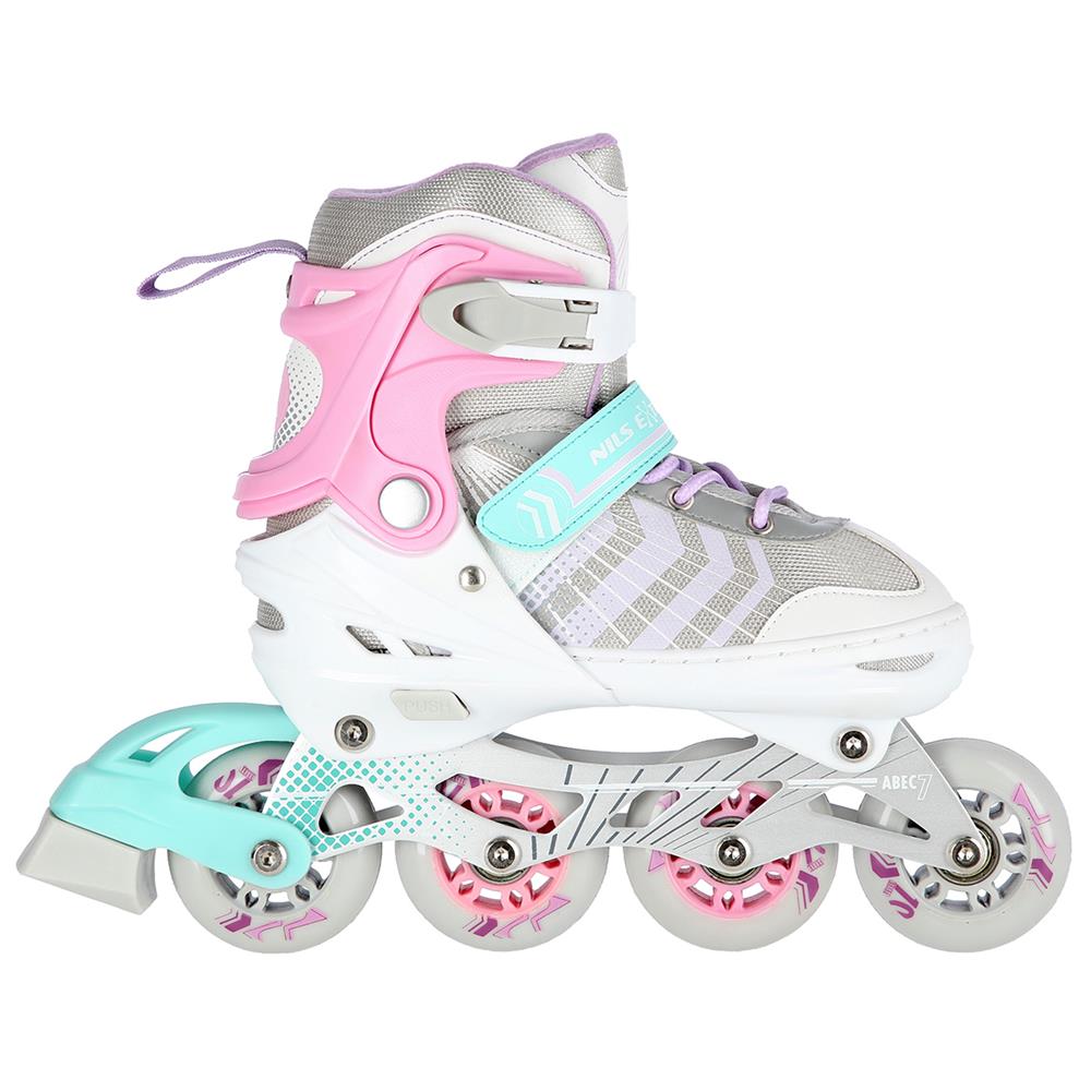 NILS EXTREME NH18192 4in1 Inliner Schlittschuhe Rollschuhe Gr. 29-33, Rosa, verstellbar