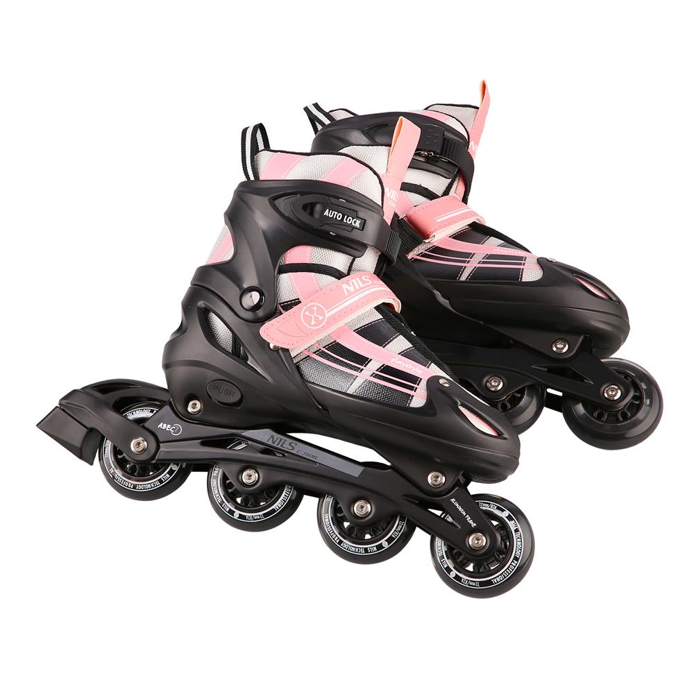 NILS EXTREME NH18366A 2in1 Inliner Schlittschuhe Kinder Gr. 35-38, Rosa-Weiß, verstellbar