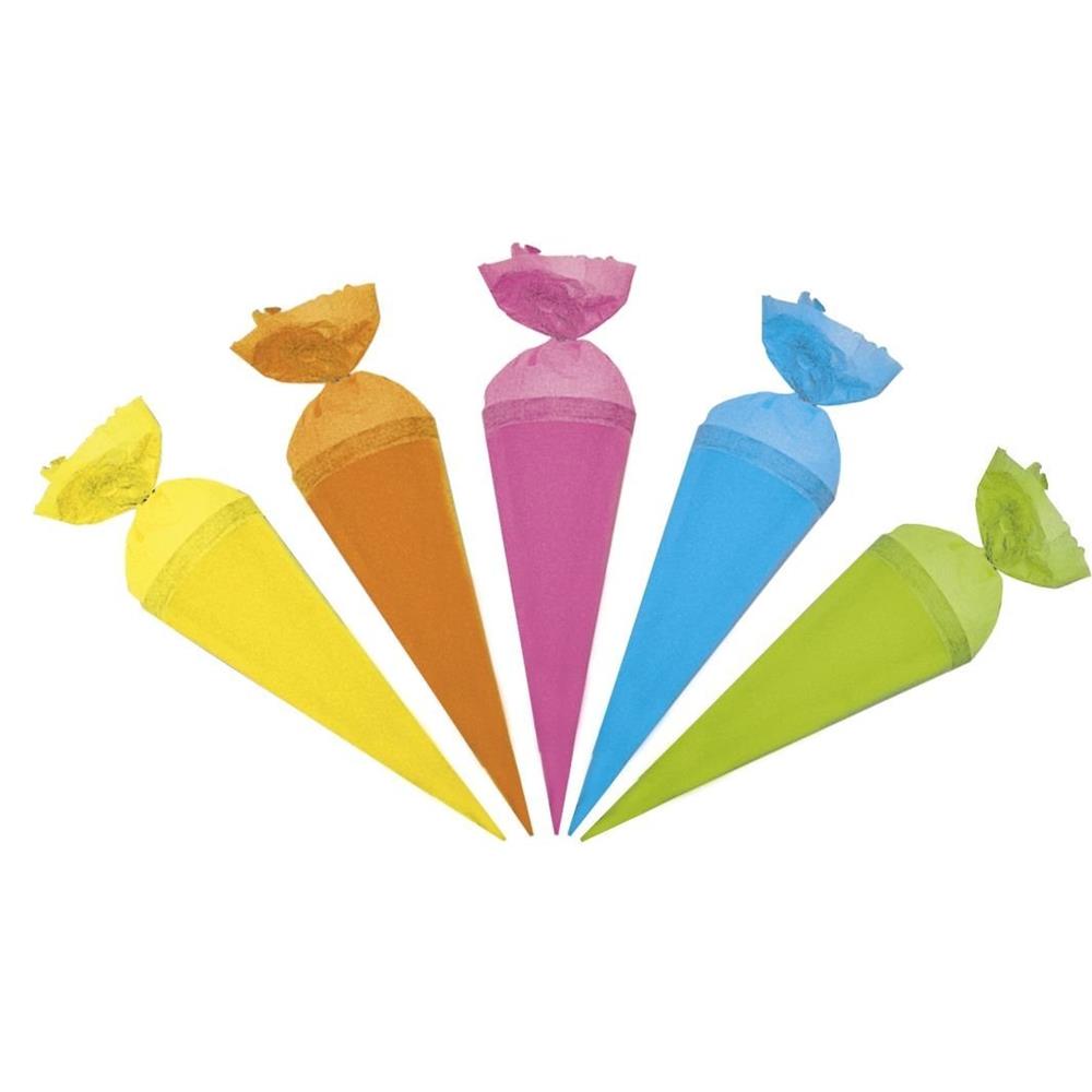 Roth Deko-Schultüten 15 cm Pastell – 5er Set Mini-Schultüten