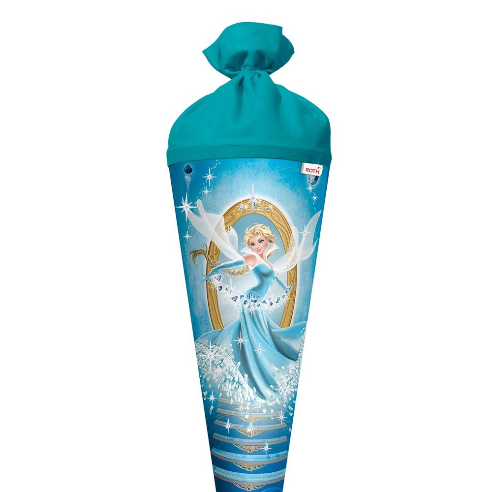 Roth Schultüte Kristallprinzessin, 70cm, rund, Rot(h)-Spitze, Filzverschluss, Glitter