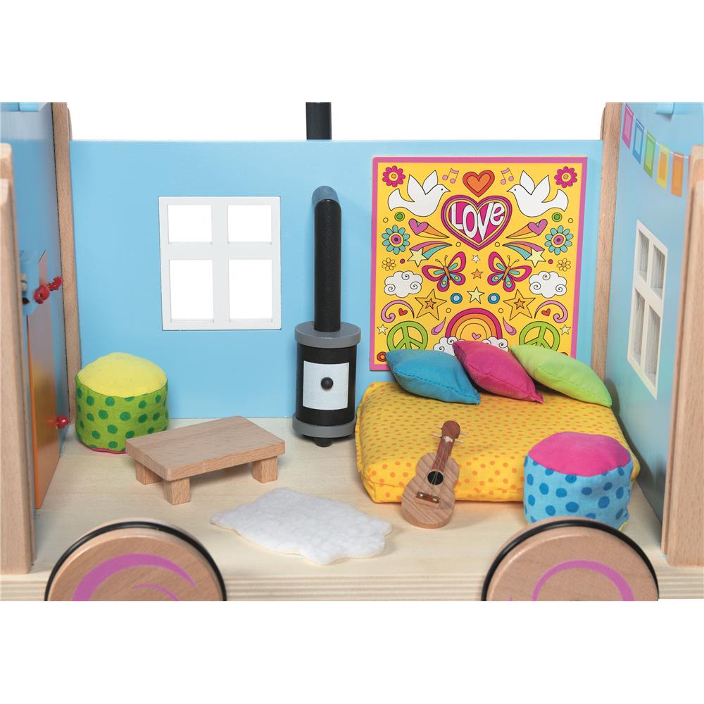 goki Bauwagen Spirit – Holzspielzeug mit Zubehör, für Kinder ab 3 Jahren