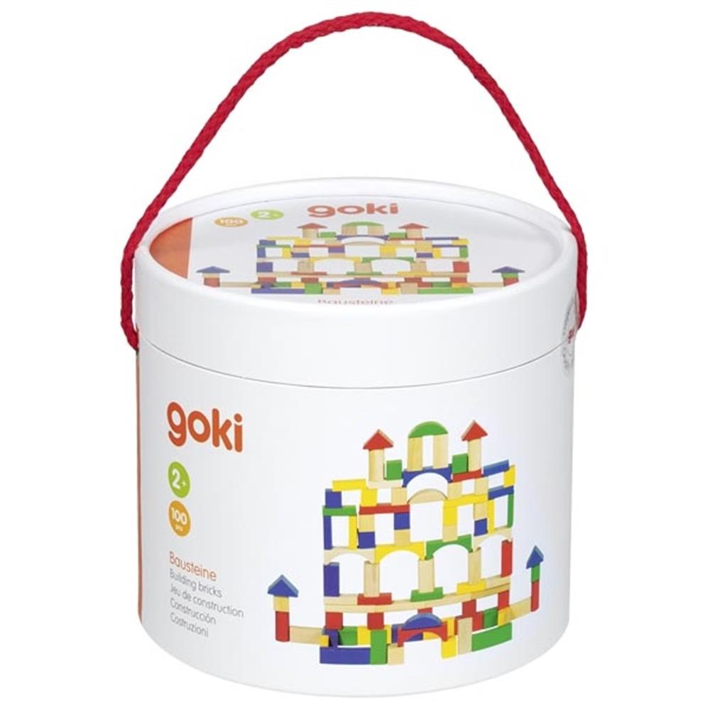 Goki Holzbausteine - 100 Teile, bunt lackiert