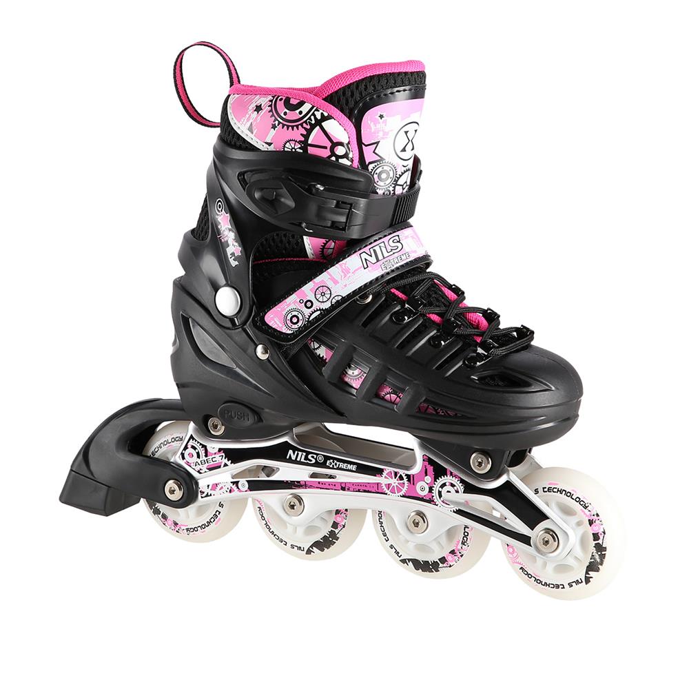 NILS EXTREME NH10905 4in1 LED Inliner Schlittschuhe Rollschuhe Gr. 39-42, Rosa, verstellbar