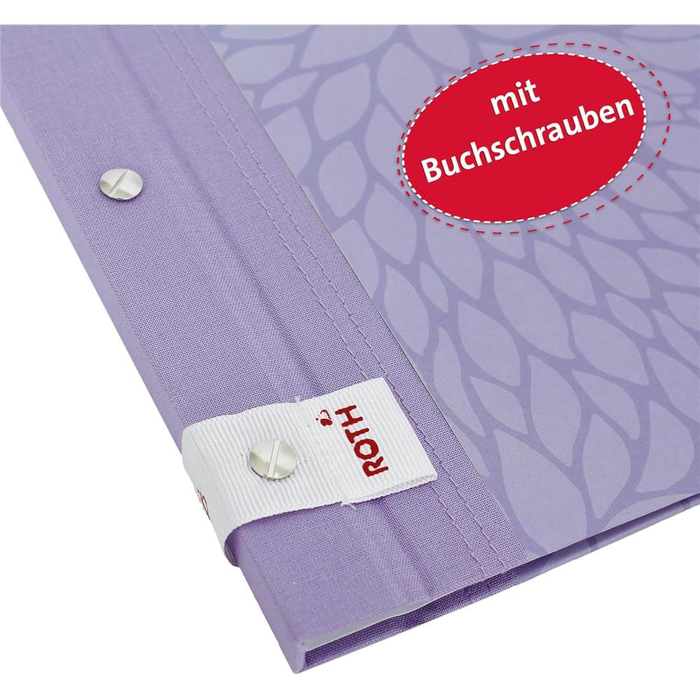 Roth Zeugnismappe Pattern mit Buchschrauben Lila Paradise, mit 12 A4 Klarsichthüllen, im Buchleineinband