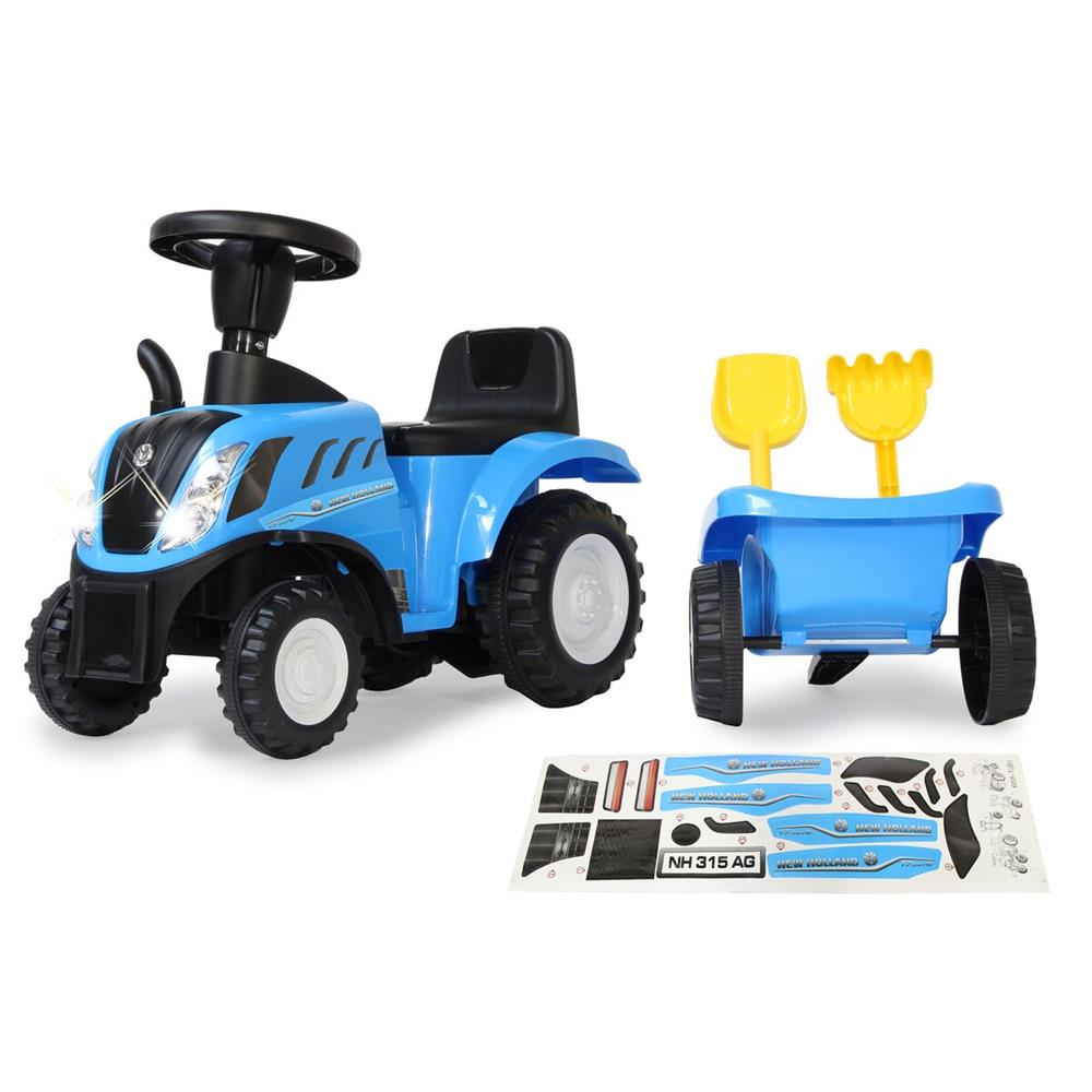 Jamara Rutscher New Holland T7 Traktor blau - Rutschfahrzeug, mit Anhänger