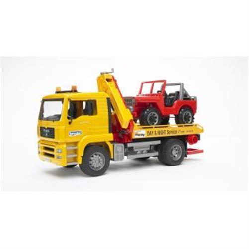 Bruder 02750 - MAN TGA Abschlepp-LKW mit Geländewagen, 1:16