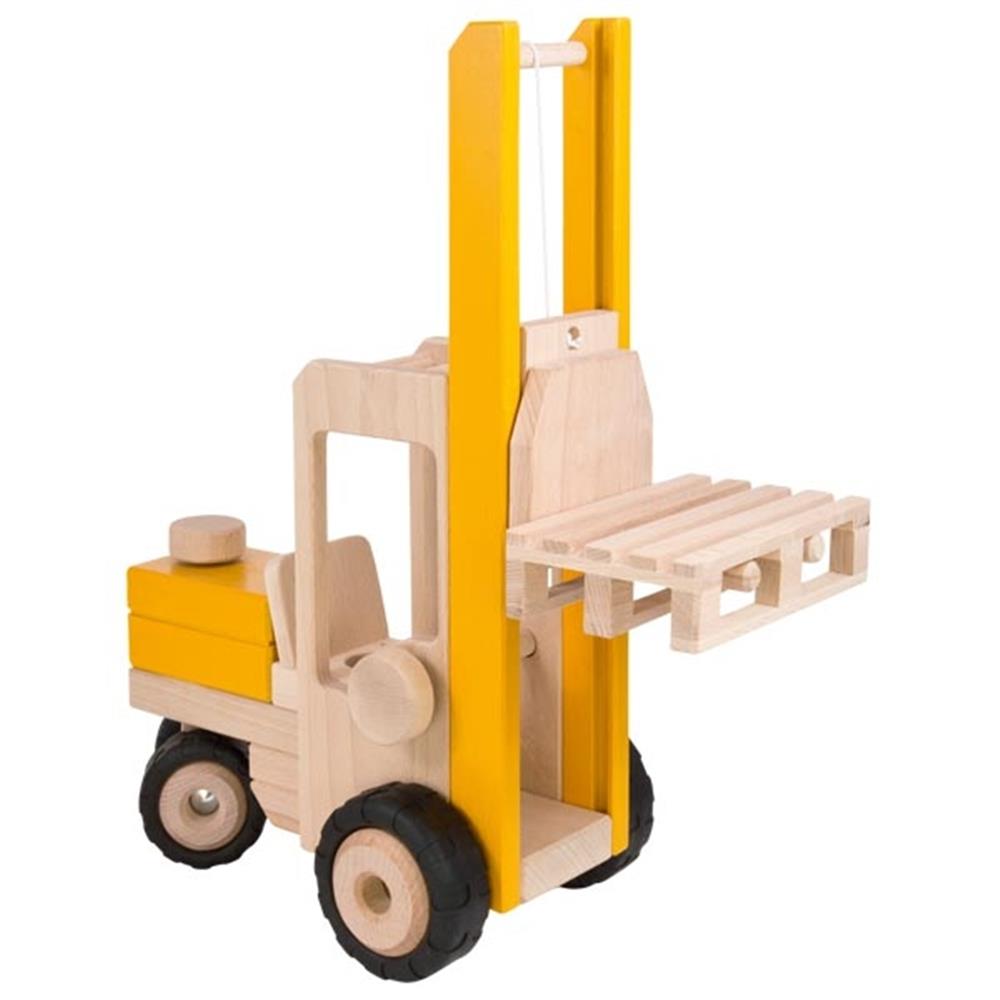 Goki Baufahrzeug aus Holz - Gabelstapler mit Palette