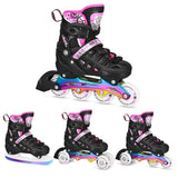 NILS EXTREME NH10905 4in1 LED Inliner Schlittschuhe Rollschuhe Gr. 31-34, Pink-Rainbow, verstellbar