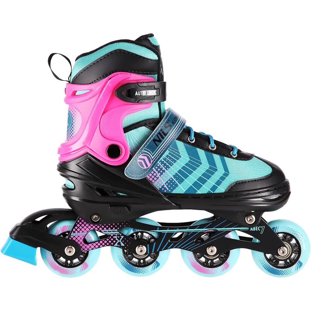 NILS EXTREME NH18192A 4in1 Inliner Schlittschuhe Rollschuhe Gr. 29-33, Schwarz-Violett, verstellbar