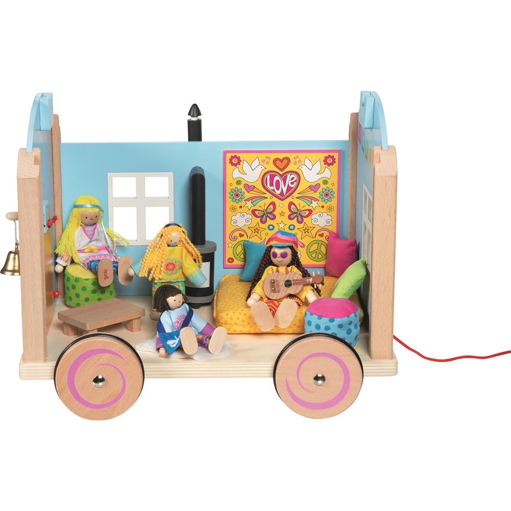 goki Bauwagen Spirit – Holzspielzeug mit Zubehör, für Kinder ab 3 Jahren