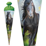 Roth Schultüte Power Pferd, 70cm, rund, Rot(h)-Spitze, Filzverschluss