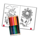 Roth Ausmalbuch und Buntstifte Einhornportrait, Mal-/Rätselbuch mit 12 zweifarbigen Buntstiften