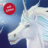 Roth Schultüte Mondscheineinhorn mit Glitter, 85cm, eckig, mit Rot(h)-Spitze und rosa Tüllverschluss