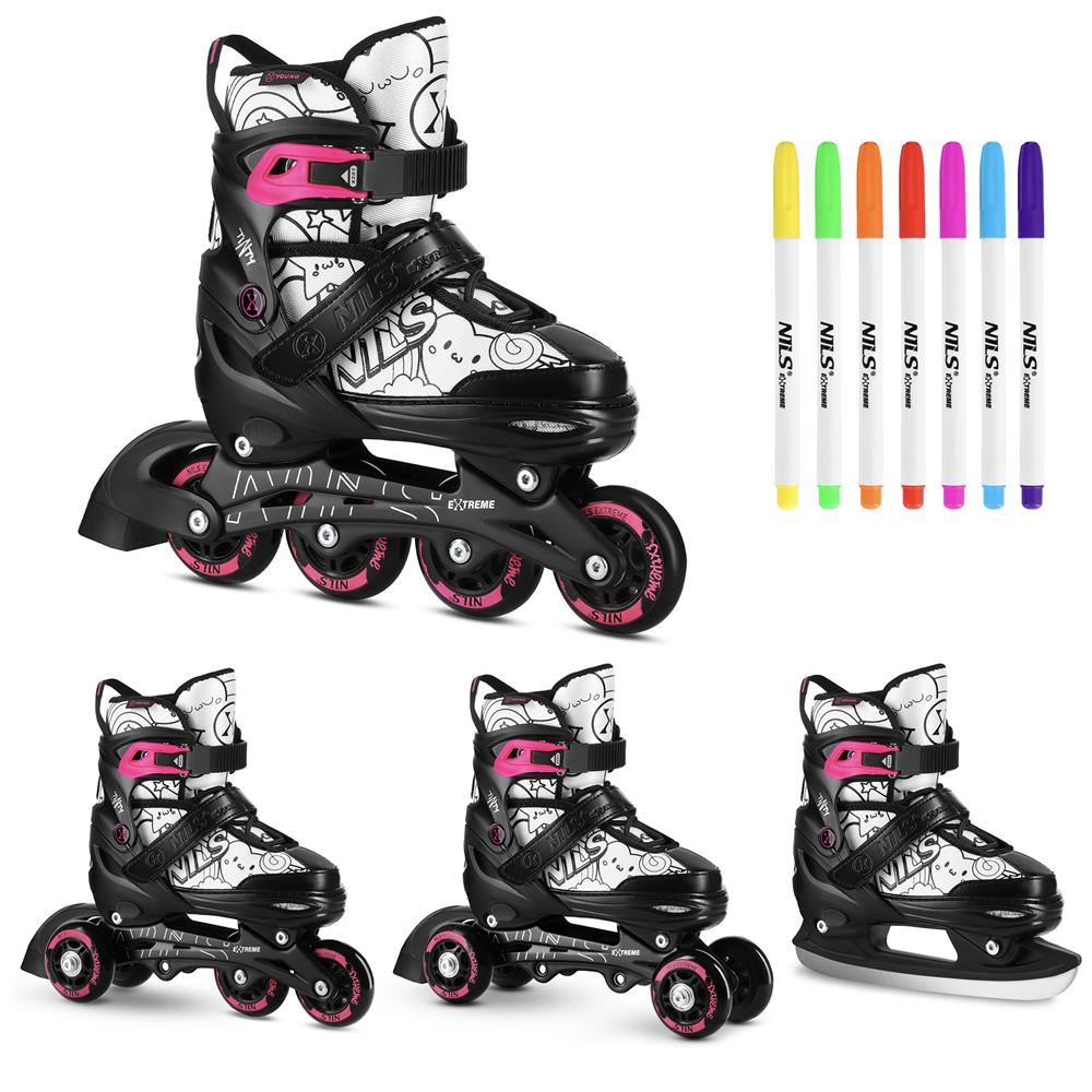 NILS EXTREME NH10907 TINTY 4in1 Inliner Schlittschuhe Rollschuhe Gr. 31-34, verstellbar