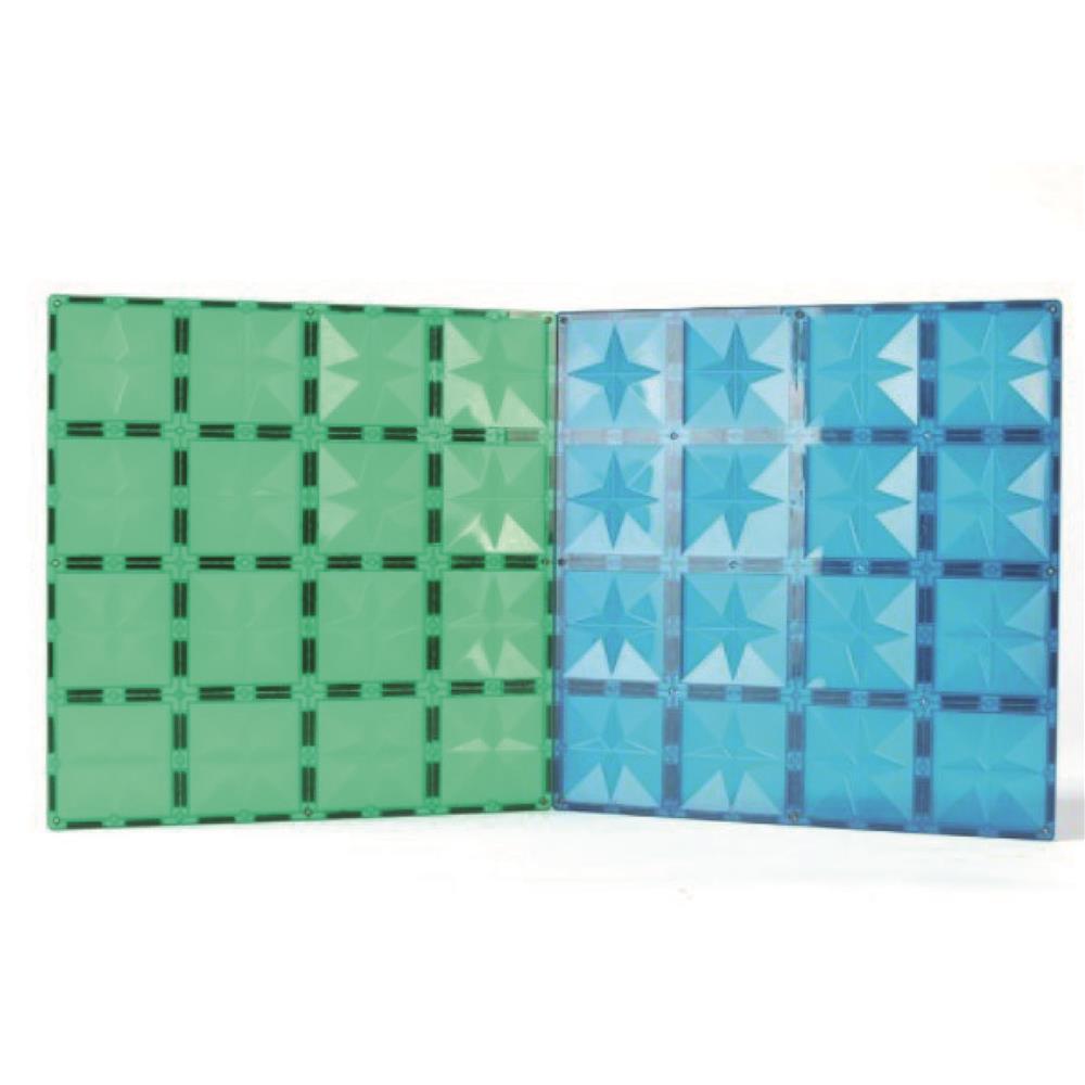 Cleverclixx Große Grundplatten Blau Grün 2er Set, Stabilisierung für Magnetbausteine, kompatibles Zubehör, große Bauweise