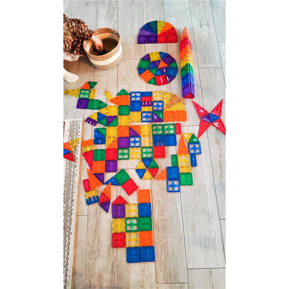 Cleverclixx Erfindungs-Bausatz in Knallfarben 110 Teile, abwechslungsreiche Formen, Magnetspielzeug