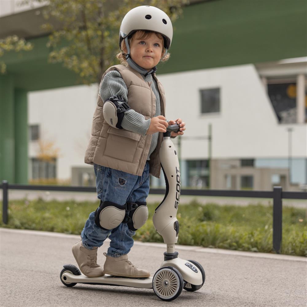 Scoot & Ride Protective Set, Größe S, ash, Knieschoner und Ellbogenschoner Set in beige