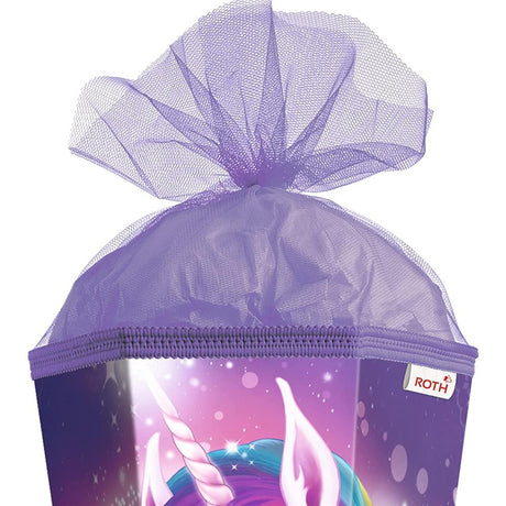 Roth Schultüte Einhornportrait, 85cm, eckig, Rot(h)-Spitze, Tüllverschluss