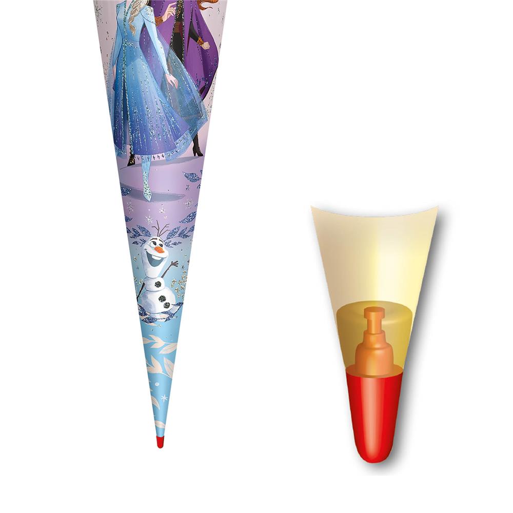 Roth Schultüte Disney Frozen mit Glitter, 70cm, rund, mit Rot(h)-Spitze und lilafarbigem Filz