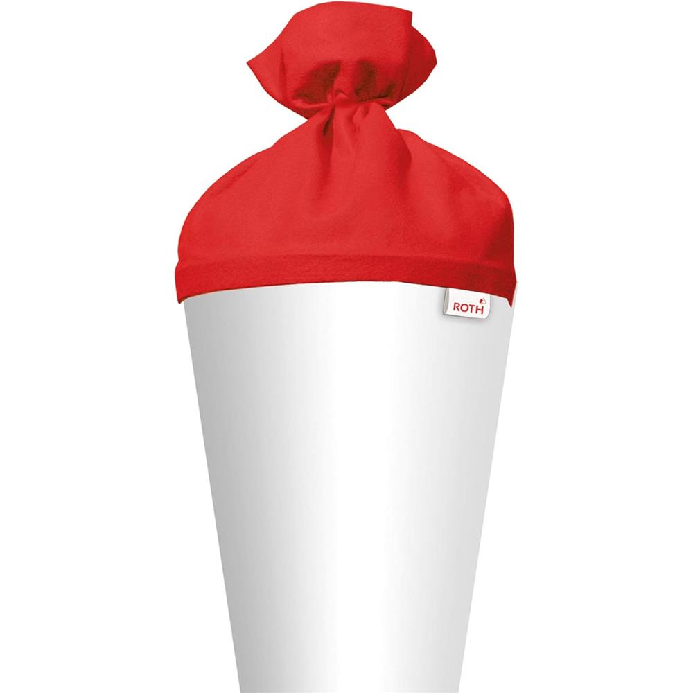Roth Schultüte-Rohling/Basteltüte, weiß, 70cm, rund, Rot(h)-Spitze, mit Filzverschluss (rot)