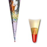 Roth Schultüte Blumenpferde, 85cm, eckig, Rot(h)-Spitze, Tüllverschluss, Glitter