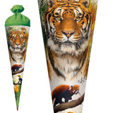 Roth Schultüte Tiger, 70cm, rund, Rot(h)-Spitze, Filzverschluss