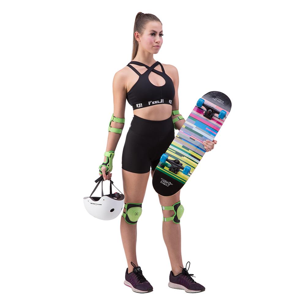 NILS EXTREME H704 Schoner-Set, Grün, Größe L - Protektoren Handgelenk Ellenbogen Knie