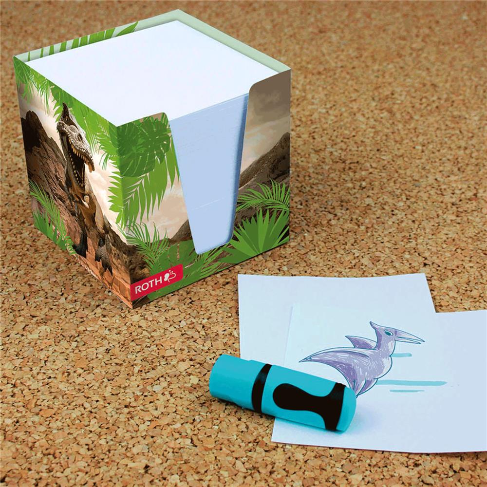 Roth Notizklotz Dinosaurier Tyrannosaurus – Kinder‑Zettelbox mit Dino‑Motiv