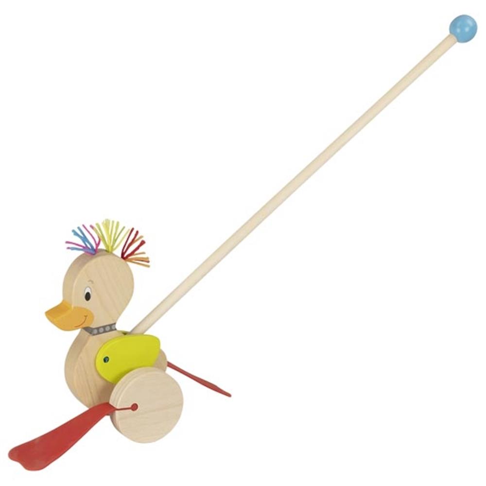 goki Schiebetier Punk-Ente, Holzspielzeug für Kleinkinder