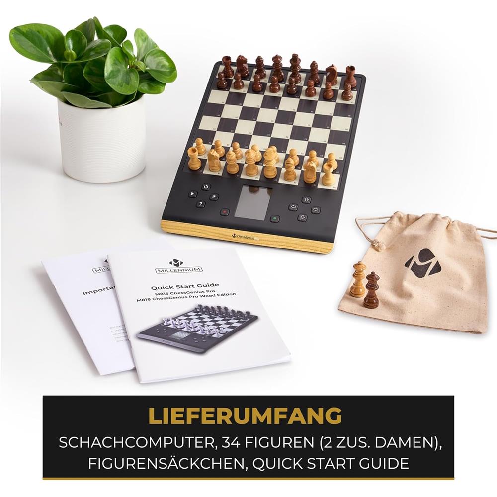MILLENNIUM M818 ChessGenius Pro Wood Edition – Schachcomputer mit Echtholzfiguren