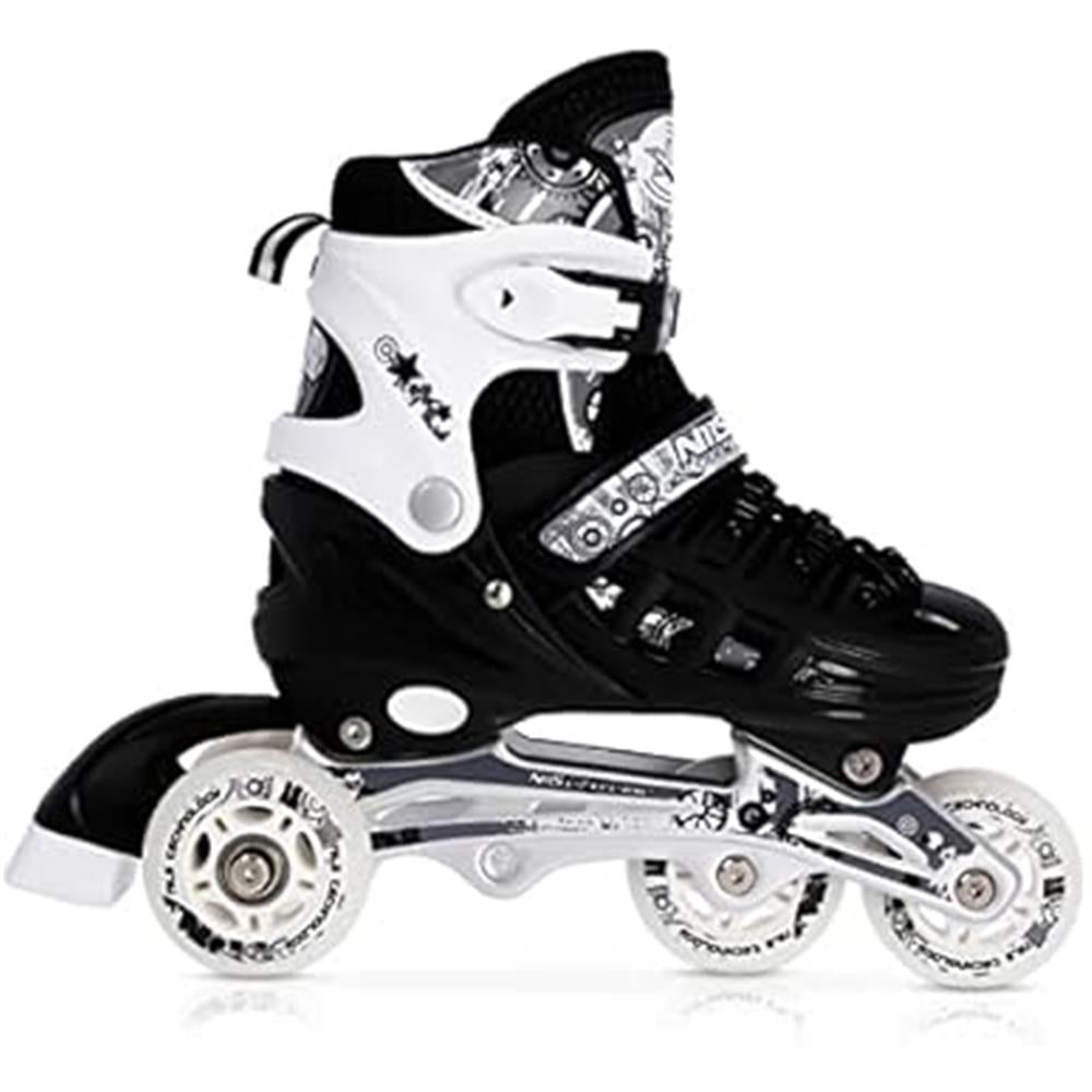 NILS EXTREME NH10905 4in1 Inliner Schlittschuhe Rollschuhe Gr. 31-34, Schwarz, verstellbar