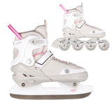 NILS EXTREME NH18188A 2in1 Inliner Schlittschuhe Gr. 39-43, Grau-Rosa, verstellbar