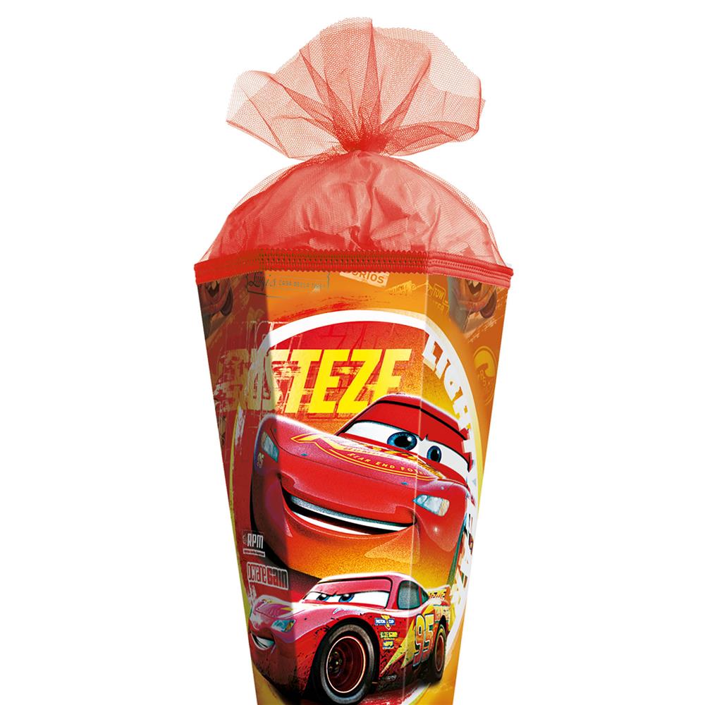 Roth Schultüte Disney Cars mit Folieneffekt, 85cm, eckig, mit Rot(h)-Spitze und rotem Tüllverschluss