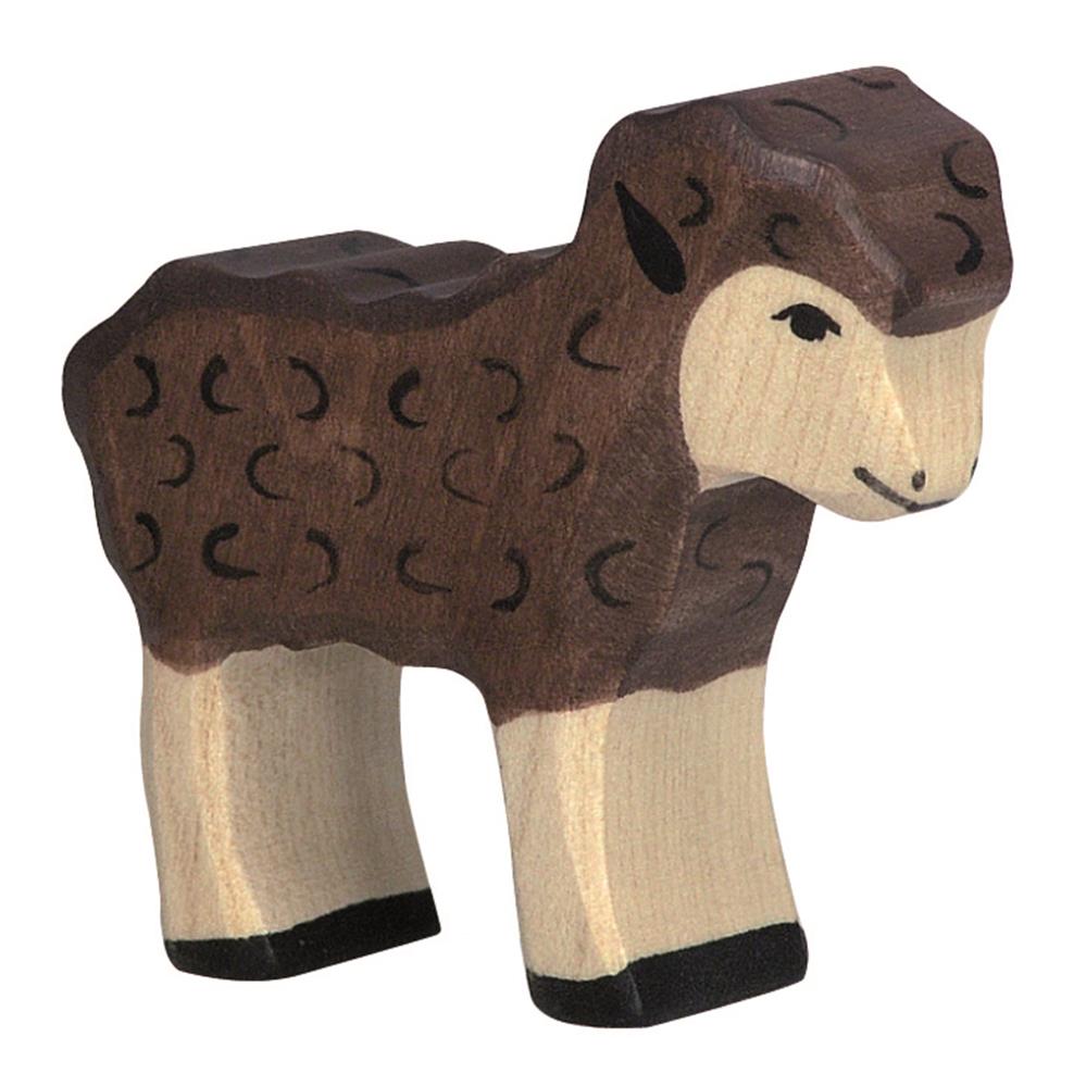 Holztiger Holzfigur - Lamm, schwarz, Holzspielzeug, ab 3 Jahren