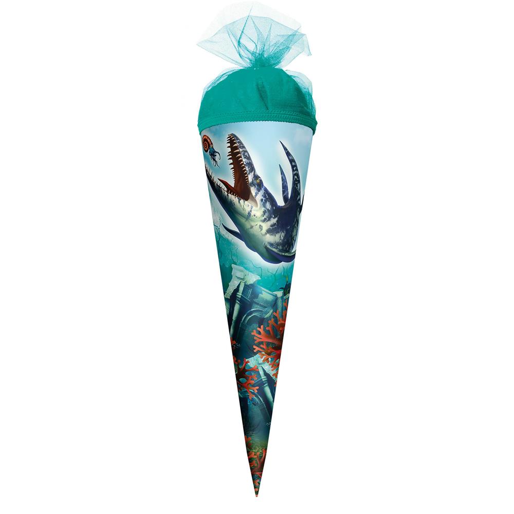 Roth Schultüte Dino Mosasaurus, 22cm, rund, Tüllverschluss