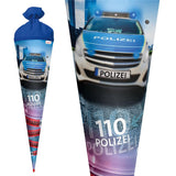 Roth Schultüte Polizei 110, 70cm, rund, Rot(h)-Spitze, Filzverschluss, mit Licht & Sound